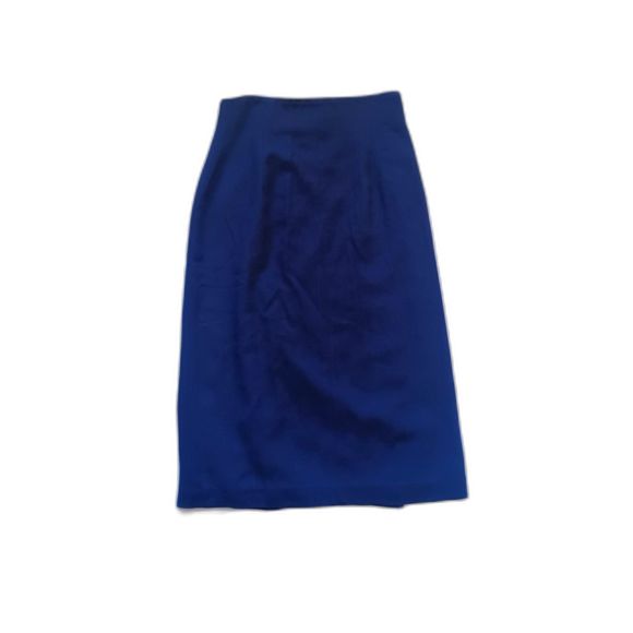 Express 90s Pencil Skirt Wool Blend Midi Sailor Silver Buttons 6 7 8 S M Navy - Picture 8 of 11